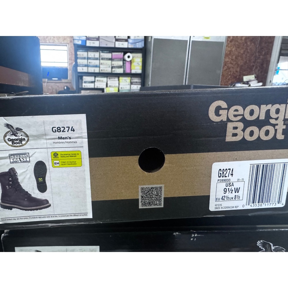 Georgia Boot Georgia Giant G8274 Mens 9.5 W Brown Leather Work Boots EH New